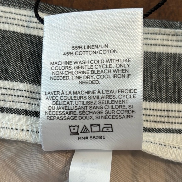 NEW Express Linen Cotton Blend Wide Leg Striped Pants White Gray Size XL - Picture 7 of 8